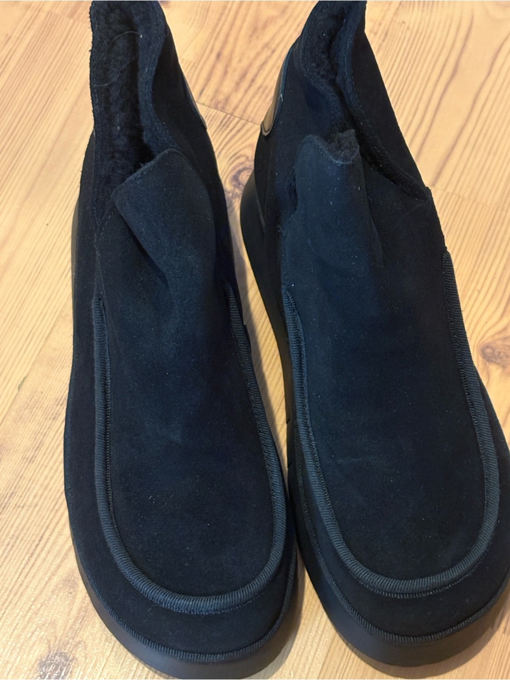 Fly London Black Suede Slip-On Ankle Booties